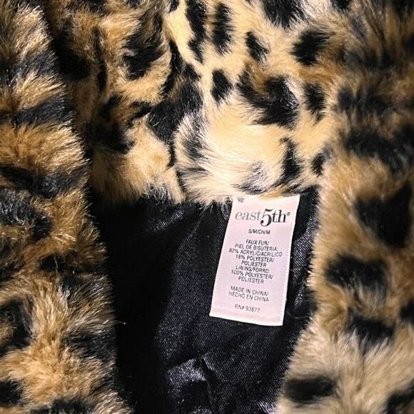 East 5th Leopard Print Faux Fur Shrug Shawl Jacket Cape One Size - Picture 5 of 5